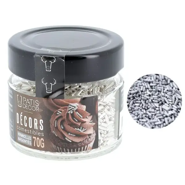 Vermicelles comestibles argentés 70 g