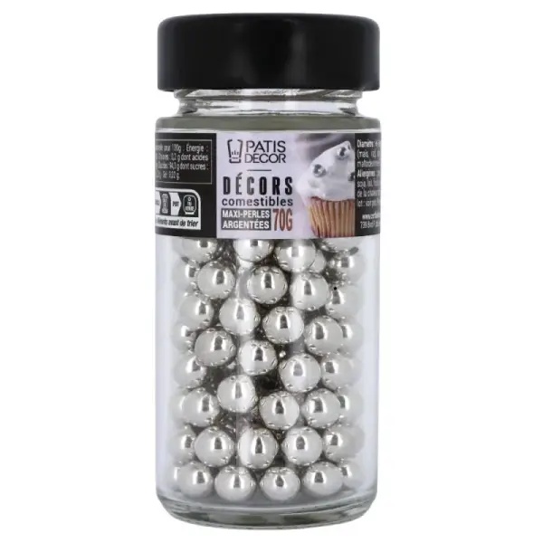 Maxi perles argentées comestibles Ø 8 mm 70 g