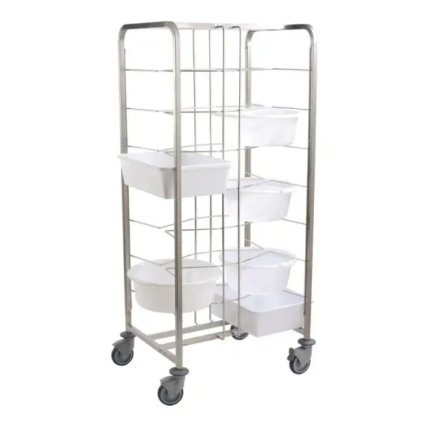chariot inox pour 16 bacs à pâtons espacement 18.5 cm