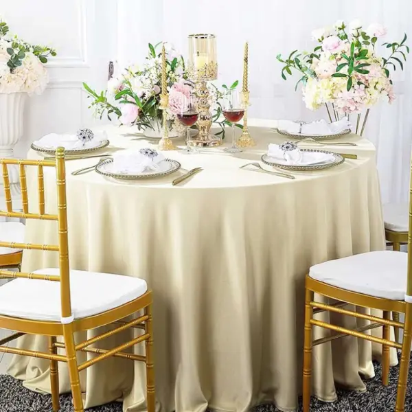 Nappe ronde ivoire Tissu 300cm mariage