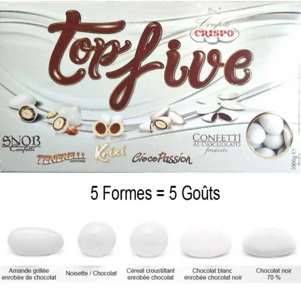 Dragées originales "Top five" Blanc