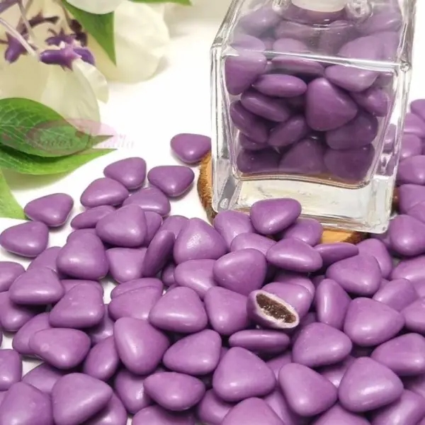 Dragées coeur chocolat Violet 1kg