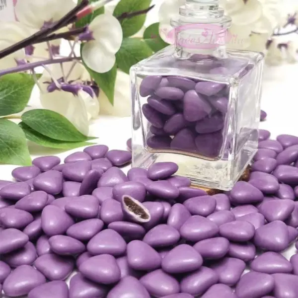 Dragées coeur chocolat Violet 1kg