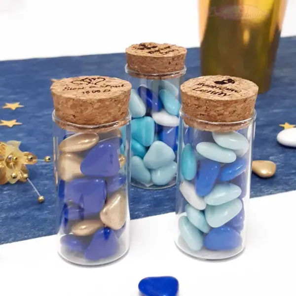 Tubes à dragées en verre avec bouchon personnalisable