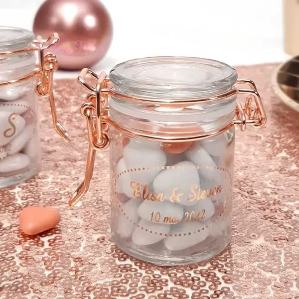 Confiturier à dragées en verre fermeture métal Rose Gold