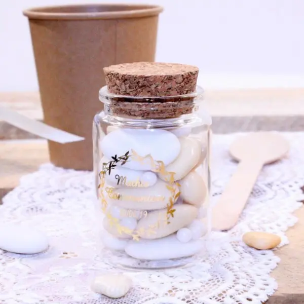 12 Pots en verre avec bouchon de liège personnalisables