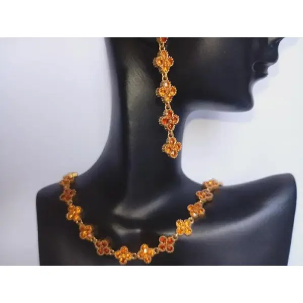 Ensemble de collier ras de cou et boucles d'oreilles pendantes assorties, ensemble de ras de cou élégant acier inoxydable effet cristal