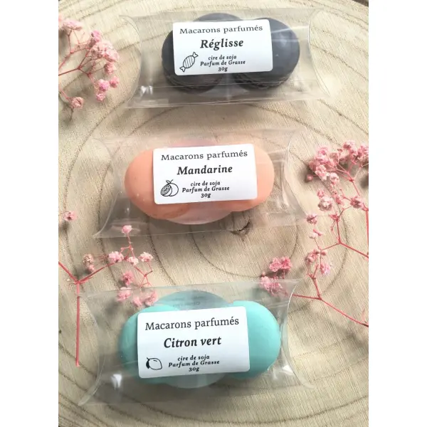 Duo de macarons fondants parfumés, senteur au choix
