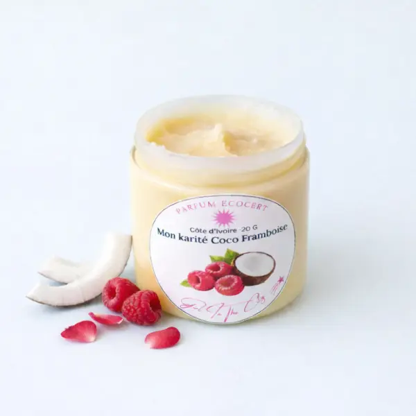 Beurre corporel naturel coco framboise - pur beurre brut de karité