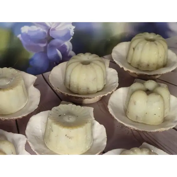 Ensemble savon lavande et porte-savon mini coquille st jacques en céramique.