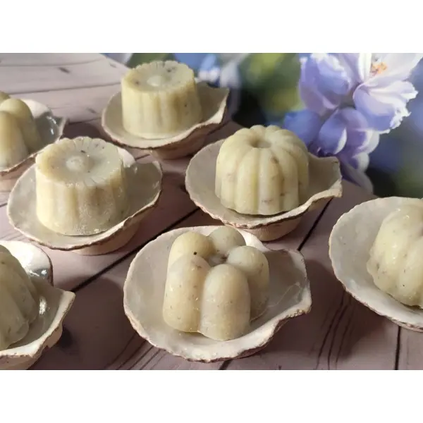 Ensemble savon lavande et porte-savon mini coquille st jacques en céramique.