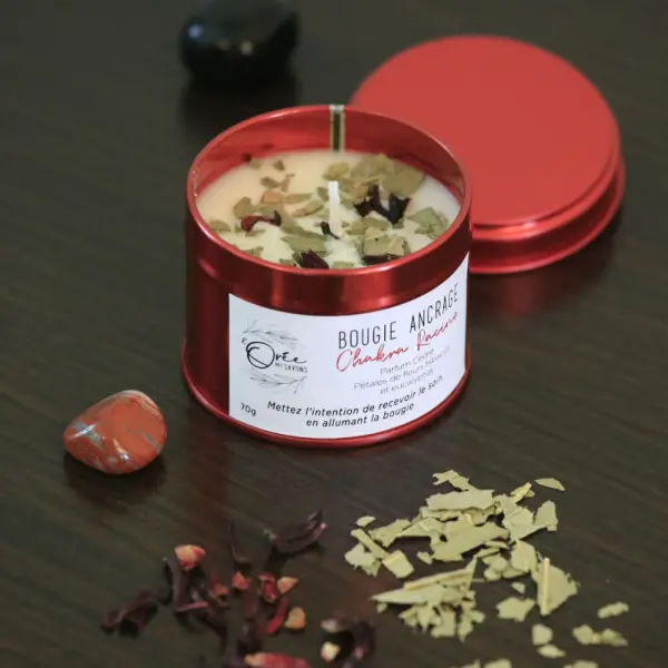 Bougie chakra racine – ancrage - cèdre