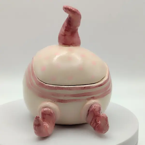 Boite boule "petit lutin" rose.