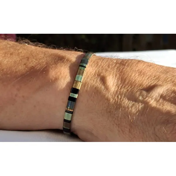 Bracelet homme perles tila en verre miyuki — pièce unique