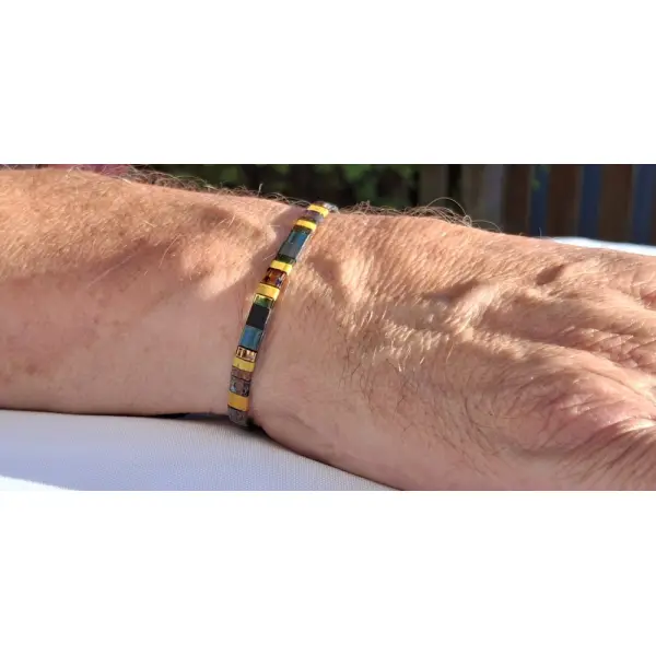 Bracelet homme perles tila en verre miyuki — pièce unique