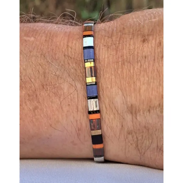 Bracelet homme perles tila en verre miyuki — pièce unique