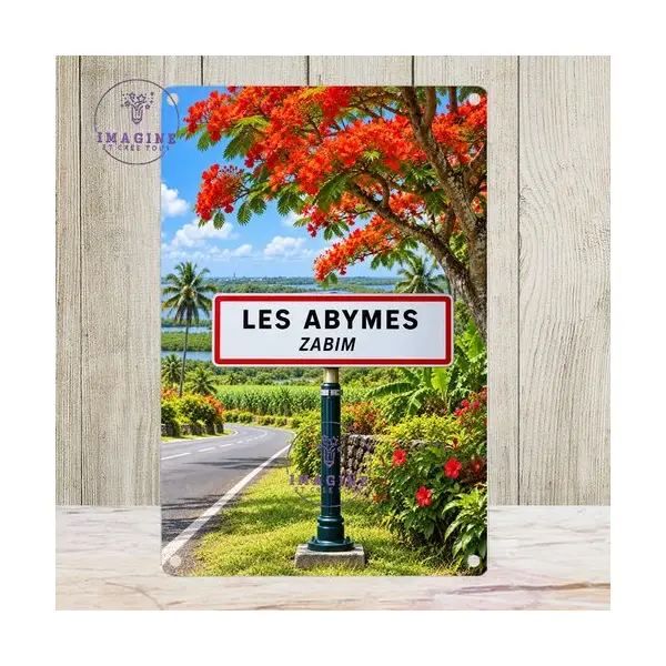 Tableau mural - sublimation - impression infusible ink - plaque aluminium - les abymes - guadeloupe - créole - panneau routier