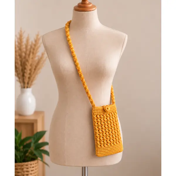 Pochette téléphone au crochet - fait main
