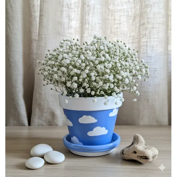 Pot bleu nuages + coupelle