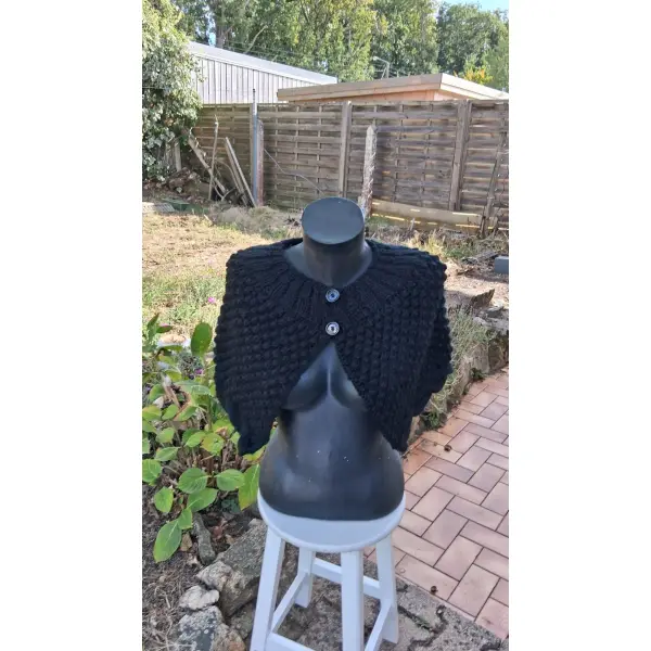 Chauffe epaules tricote mains noir