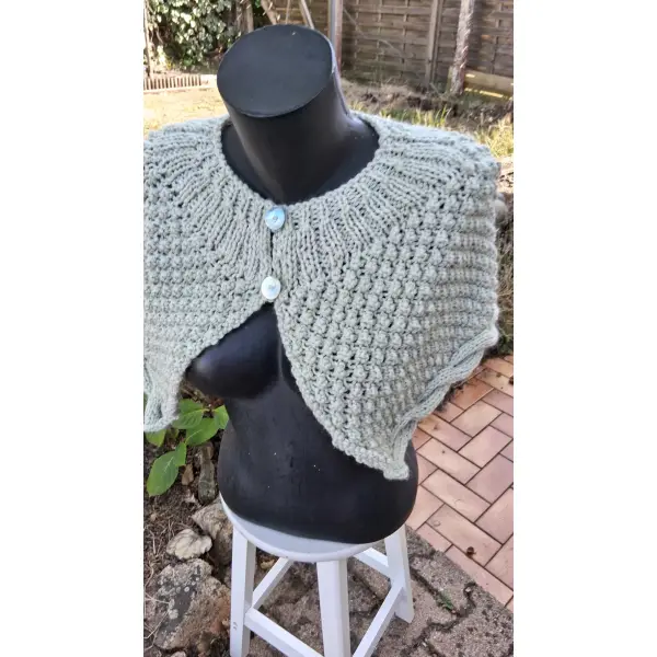 Chauffe epaules tricote mains vert