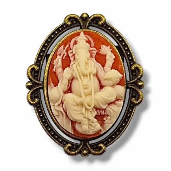 Broche camée ganesh - bijou divinité indienne - style sacré & ésotérique chic