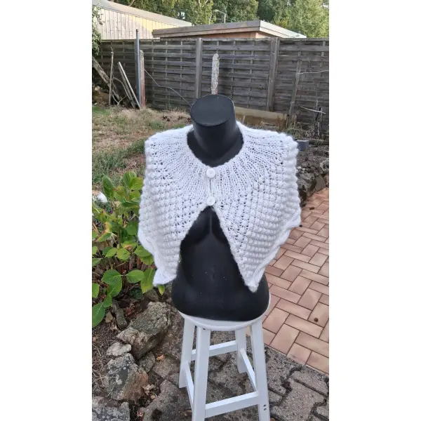 Chauffe epaules tricote mains blanc