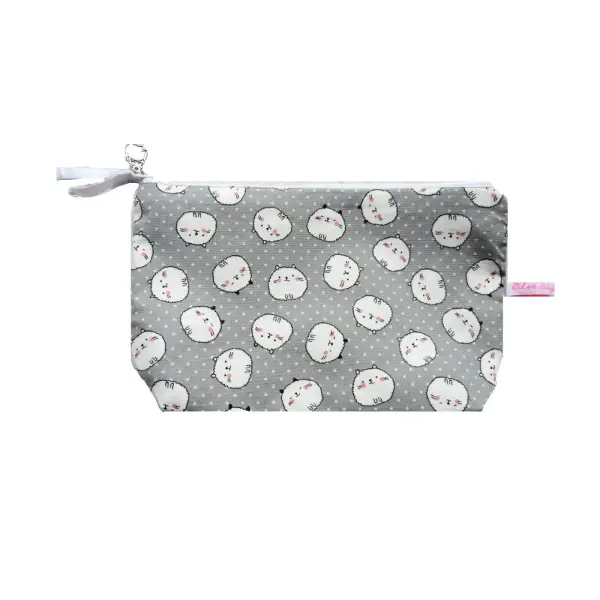 Trousse chats en boule blancs et pois, pochette de rangement, trousse femme homme, accessoire cadeau chat