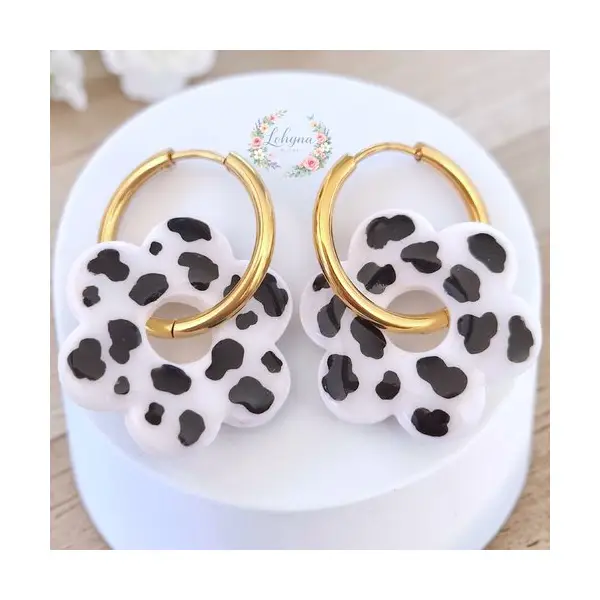 Boucles d'oreilles créoles interchangeables "marguerite"