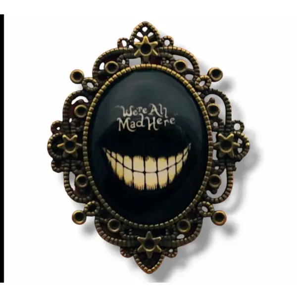 Broche " ombre du pays des merveilles - bijou gothique chat cheshire - style conte victorien.