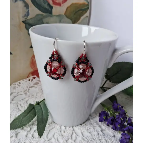Boucles d'oreilles princesse en perles et cristal fait main
