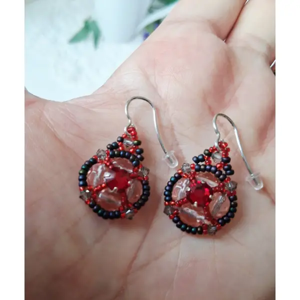 Boucles d'oreilles princesse en perles et cristal fait main