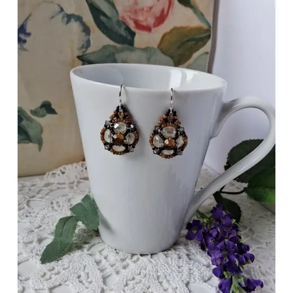 Boucles d'oreilles princesse en perles et cristal fait main