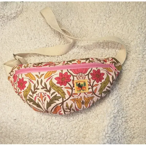 Sac banane en tissu indien "blockprint" matelassé, imprimé artisanalement à la main - création artisanale