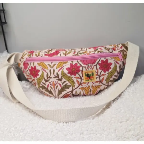 Sac banane en tissu indien "blockprint" matelassé, imprimé artisanalement à la main - création artisanale