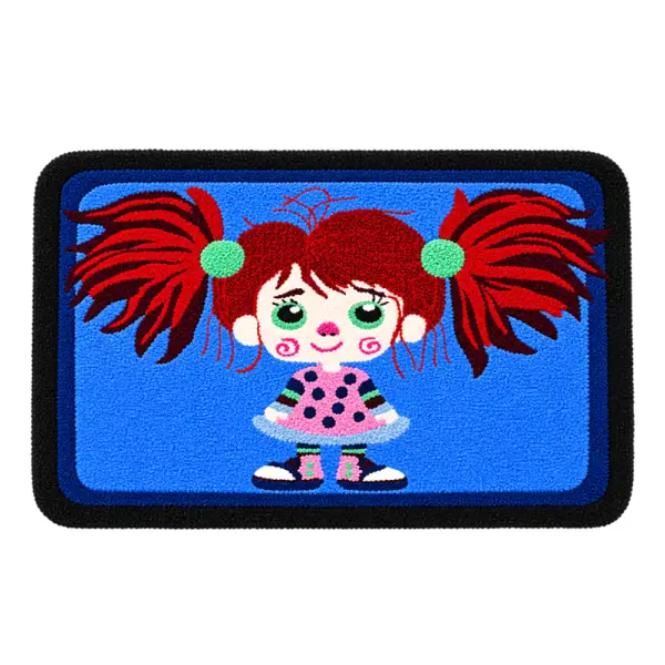 Tapis tufté fait main- petite fille avec deux couettes- 98*75cm