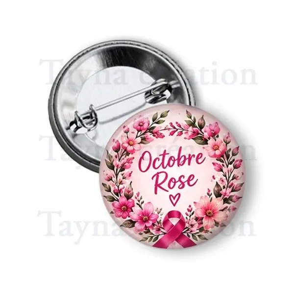 Badge octobre rose, 3 tailles