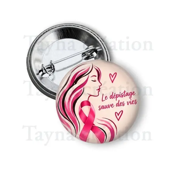Badge octobre rose, 3 tailles