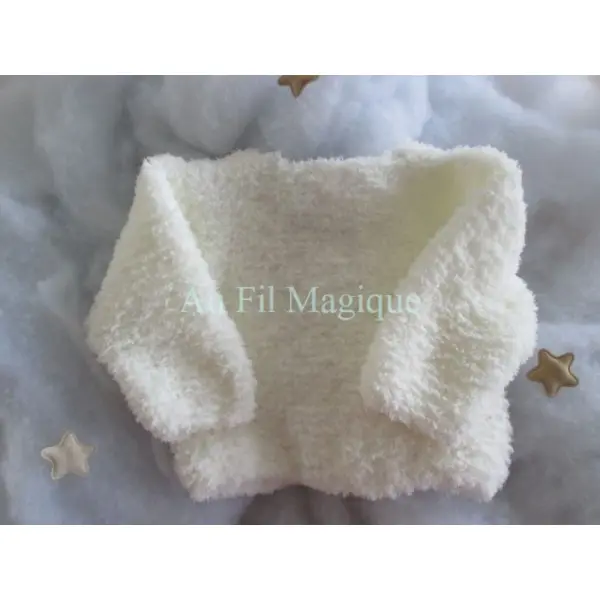 Gilet fil peluche tricot couleur blanc cassé taille 3 mois