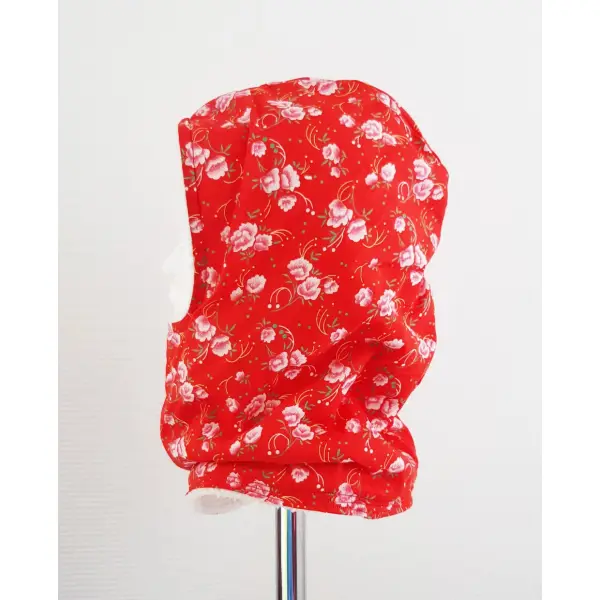 Cagoule rouge enfant 3 à 7 ans fleurs accessoire hiver cadeau enfant fille