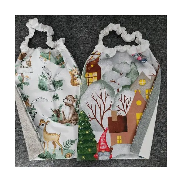 2 serviettes de table - grands bavoirs, serviettes cantine, maternelle, école, loisirs (thème : animaux de la forêt er nains)