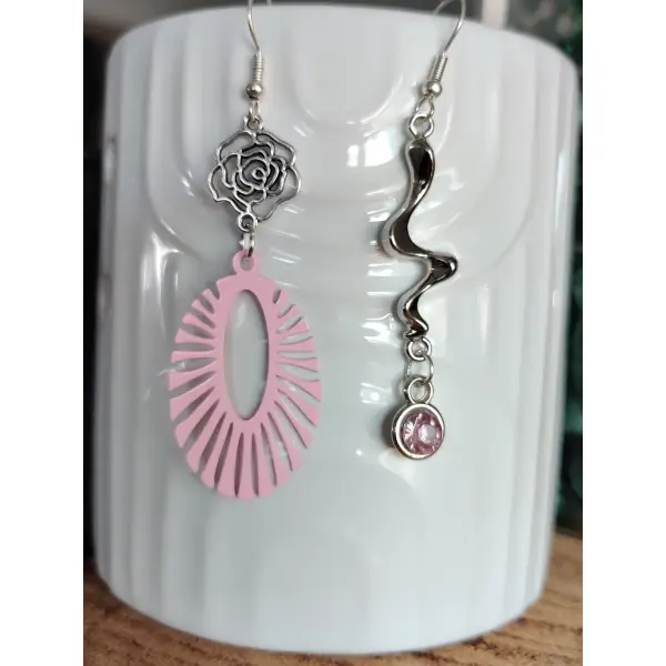 Boucles d'oreilles dépareillées, boucle asymétriques, bijoux argenté