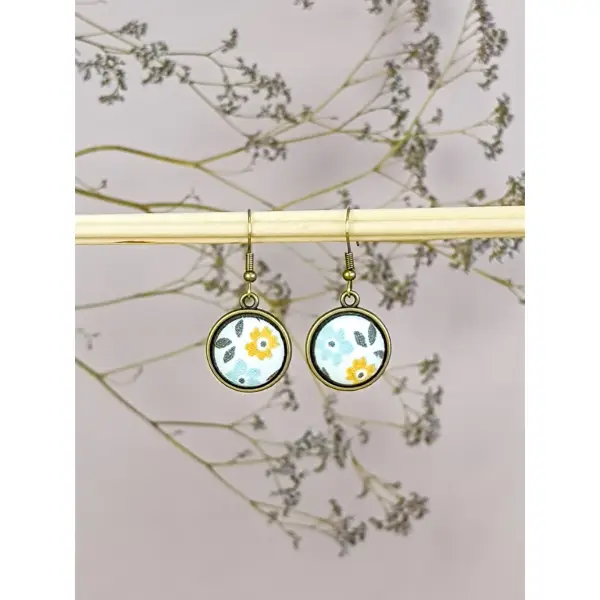 Boucles d'oreilles "bourgeon" en tissu 38mm
