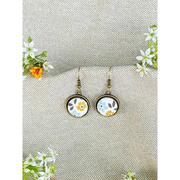 Boucles d'oreilles "bourgeon" en tissu 38mm