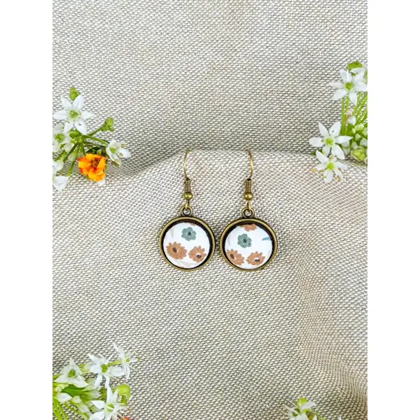 Boucles d'oreilles "bourgeon" en tissu 38mm