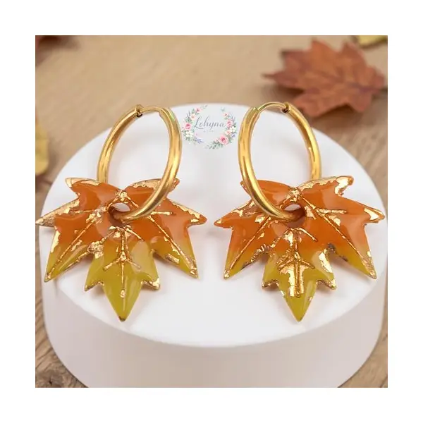 Boucles d'oreilles créoles interchangeables " chaleur d'automne "