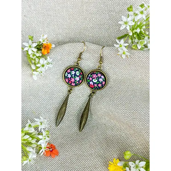 Boucles d'oreilles "tige" en tissu 75mm