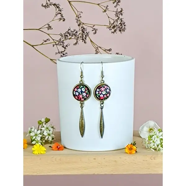 Boucles d'oreilles "tige" en tissu 75mm