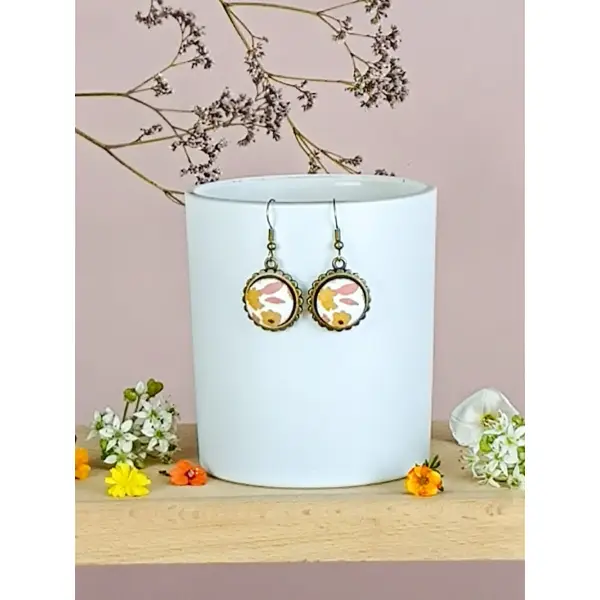 Boucles d'oreilles "fleur" en tissu 40mm