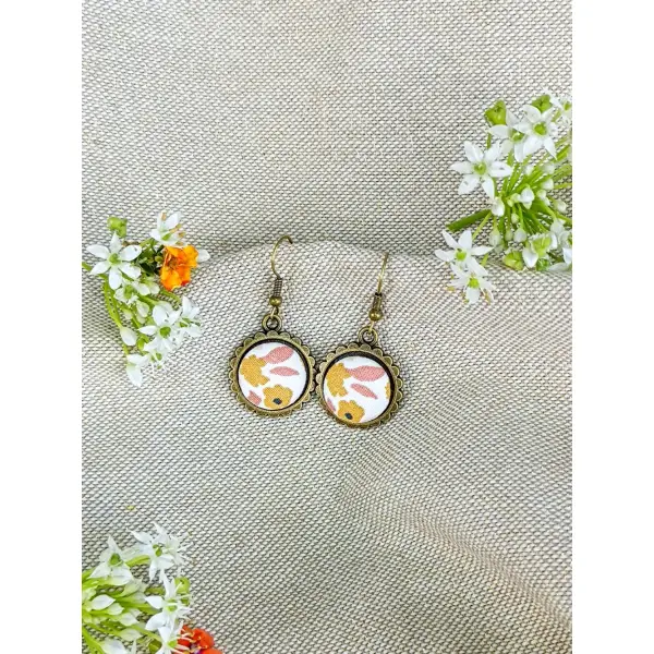 Boucles d'oreilles "fleur" en tissu 40mm
